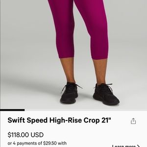 Lululemon Swift Speed High Rise Crop 21”